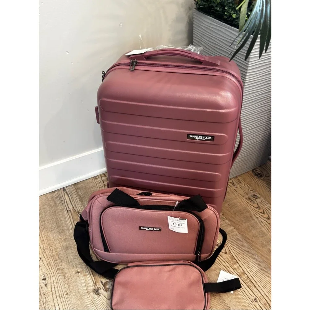 TRAVELERS CLUB AUSTIN 4 PIECE HARDSIDE LUGGAGE SET Luggage Set Wistful Mauve